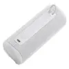 JBL Grip portable Bluetooth speaker in White, lying on its side, back panel with USB-C port