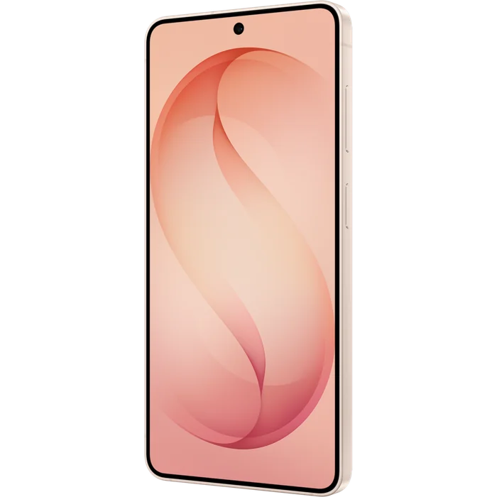 Samsung Galaxy S26 in Pink Gold, angled front view from the other side