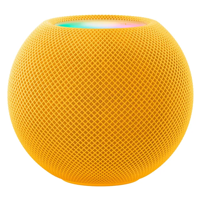 Apple HomePod mini smart speaker in Yellow, front view