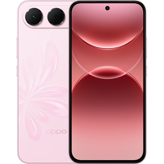 OPPO F35 5G in Mist Pink, back and front views