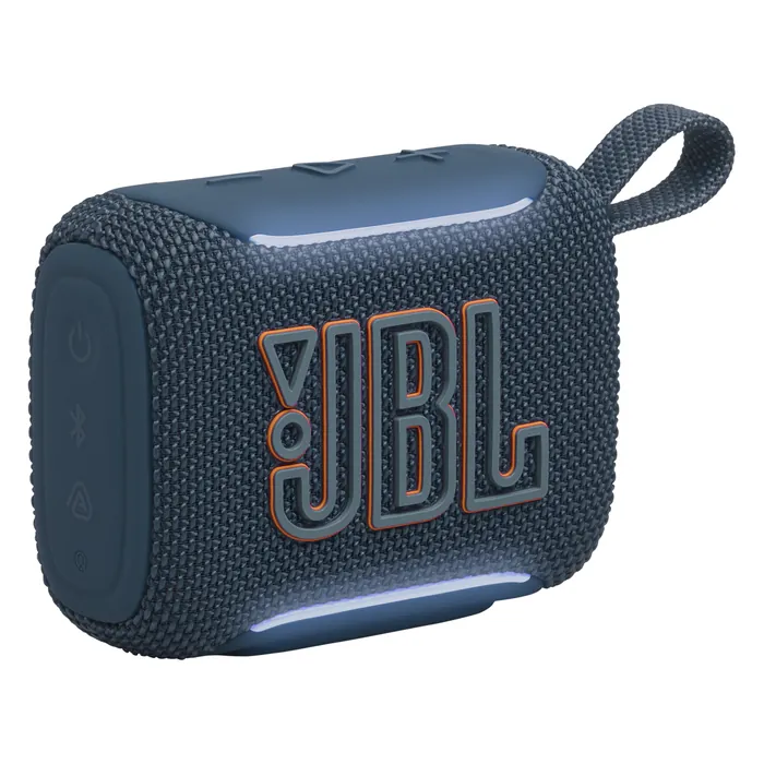 JBL Go 5 portable Bluetooth speaker in Blue, angled front view