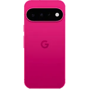 Google Pixel 11 in Hibiscus, back view showing the camera bar and G logo