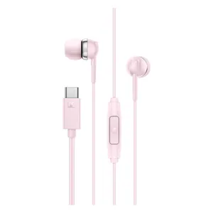 Sennheiser CX 80U USB-C wired earphones in Sakura, front view with the USB-C plug and inline remote