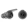 Sennheiser SoundProtex reusable hearing protection earplugs in Black, side and front view of one earplug