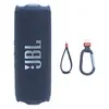JBL Flip 7 portable Bluetooth speaker in Blue, with the finger loop and carabiner