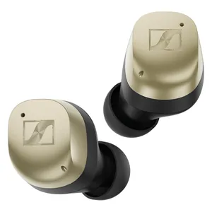 Sennheiser Momentum True Wireless 4 noise cancelling earbuds in Gold, pair of earbuds, front view