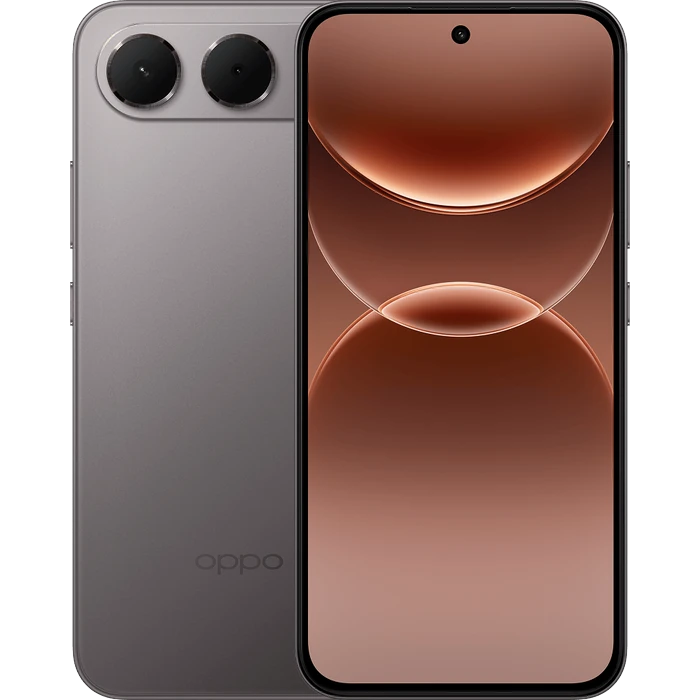 OPPO F35 5G in Titanium Grey, back and front views