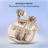 boAt Airdopes 191 ANC true wireless earbuds in Pellucid Orange, earbuds above the case, Ambient Mode