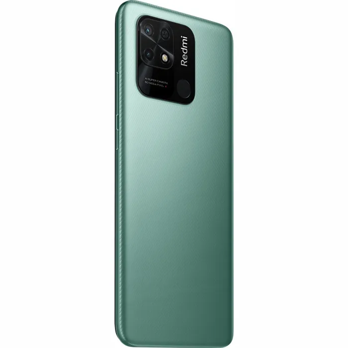 Xiaomi Redmi 10 4G in Caribbean Green, angled back view