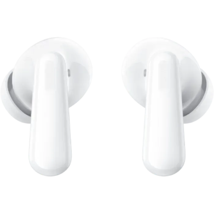 OnePlus Nord Buds 3 true wireless noise cancelling earbuds in Melodic White, pair of earbuds, side view