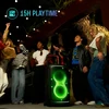 JBL PartyBox 520 portable Bluetooth party speaker in Black, at an outdoor night party