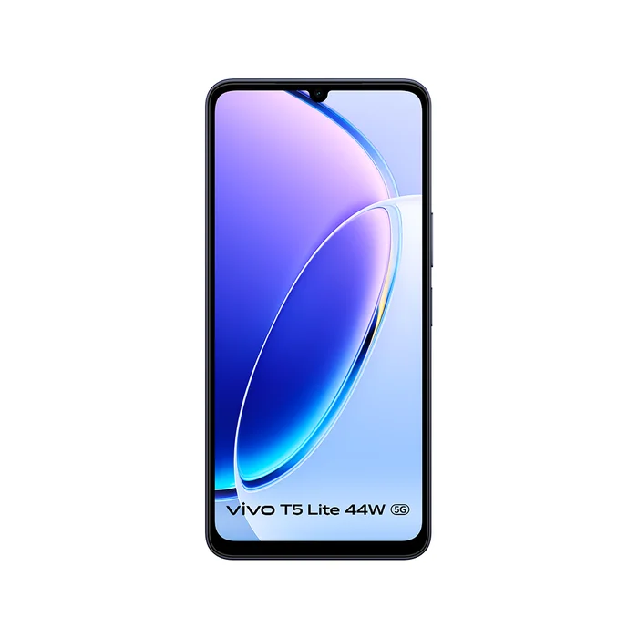 Vivo T5 Lite 5G in Twilight Shadow, front view of the 6.74-inch screen