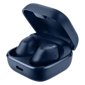 Sennheiser Accentum True Wireless noise cancelling earbuds in Blue, earbuds in the open charging case