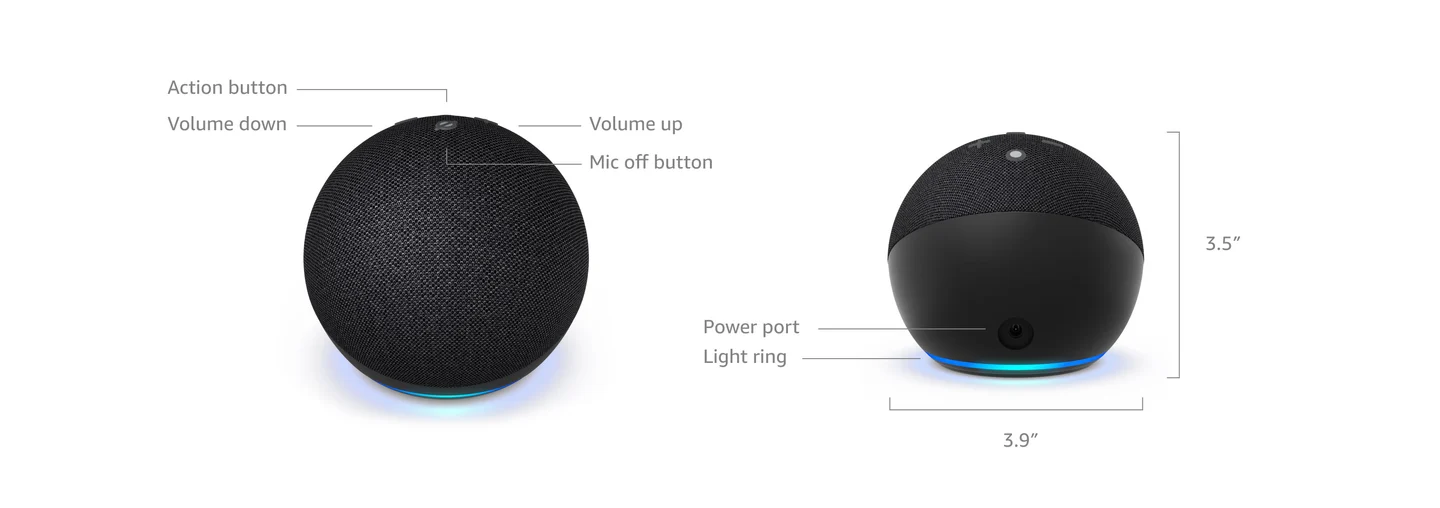 Amazon Echo Dot 5th Gen smart speaker in Blue, feature banner 2