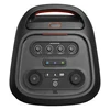 JBL PartyBox Stage 320 portable Bluetooth party speaker in Black, top panel with mic volume, bass, treble and echo knobs