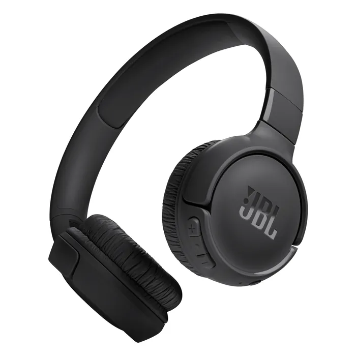 JBL Tune 520BT wireless on-ear headphones in Black, angled view of the headphones