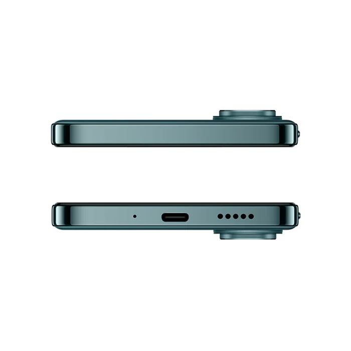 Vivo Y31 5G in Coral Green, top and bottom edges showing the USB-C port and speaker