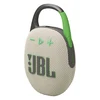 JBL Clip 5 portable Bluetooth speaker in Sand, angled view