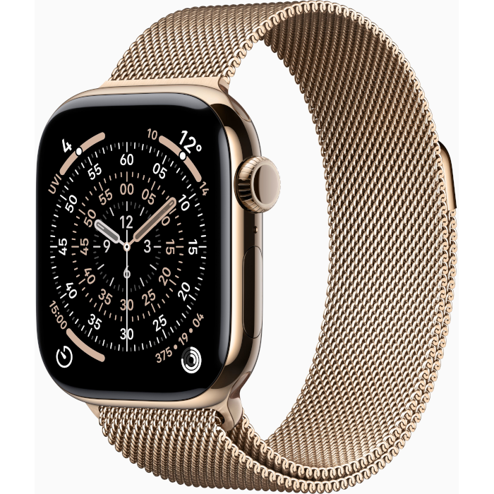 Watch Series 11 GPS + Cellular 42mm Gold Titanium Case with Gold Milanese Loop