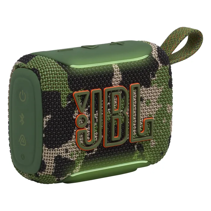 JBL Go 5 portable Bluetooth speaker in Squad, angled front view
