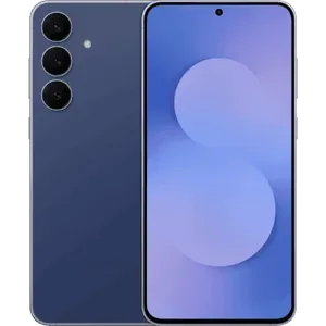 Samsung Galaxy S25 FE in Navy, back and front views
