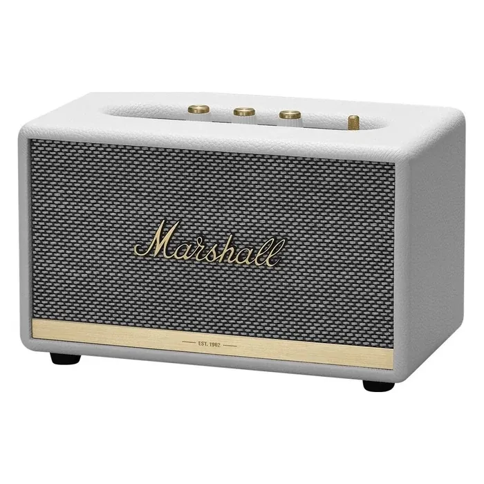 Marshall Acton II Bluetooth home speaker in White, angled front view
