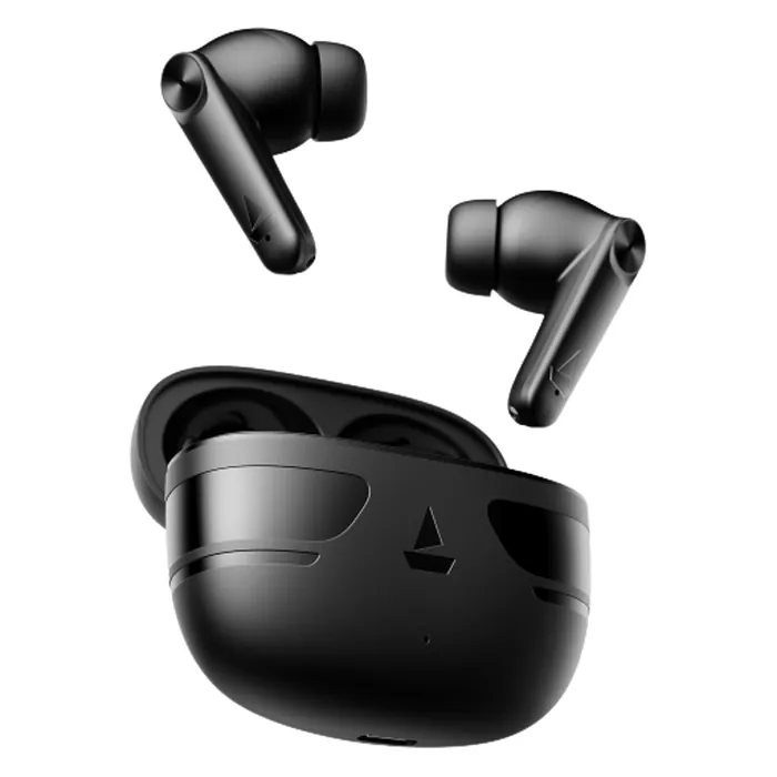 boAt Airdopes Kick true wireless earbuds in Carbon Black, earbuds with the open charging case