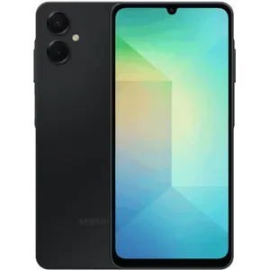 Samsung Galaxy A06 5G in Black, back and front views