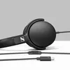 Sennheiser HD 400U USB-C wired over-ear headphones in Black, ear cup with the inline remote and USB-C plug