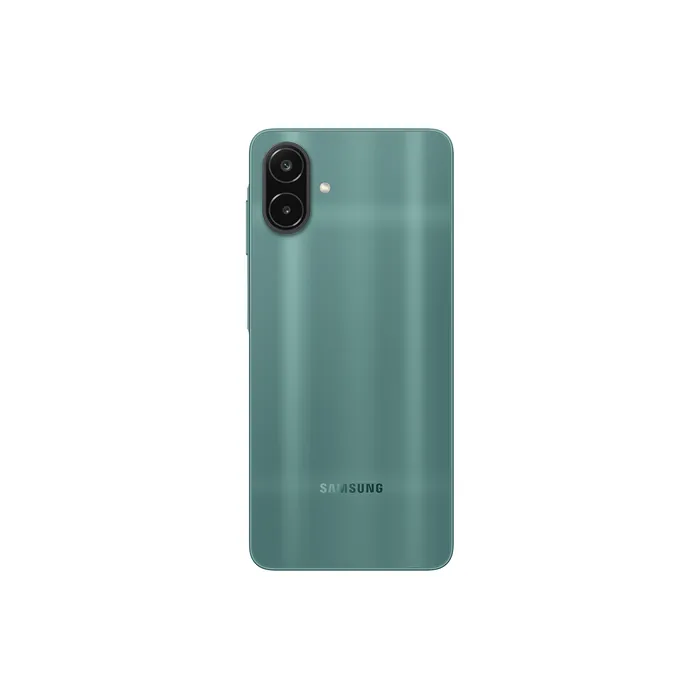 Samsung Galaxy A08 4G in Green, back view with the dual camera