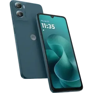 Moto G06 Power in Pantone Tapestry, angled back and front views