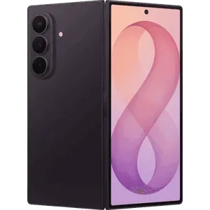 Samsung Galaxy Z Fold 8 Ultra in Violet Shadow, folded, angled back and cover screen views