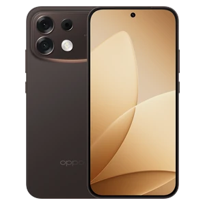 OPPO F35 Pro 5G in Twilight Brown, back and front views with the dark brown back and triple-lens camera platform