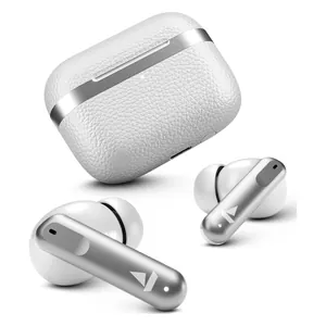 boAt Airdopes 111v2 true wireless earbuds in Ivory White, earbuds with the leather-finish charging case