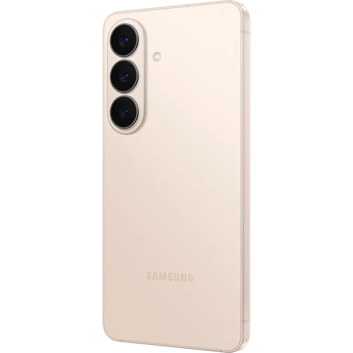 Samsung Galaxy S26 in Pink Gold, angled back view from the other side