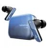 boAt Nirvana X true wireless earbuds in Mist Blue, earbuds beside the charging case