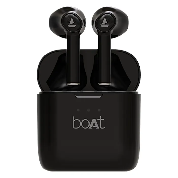 boAt Airdopes 131 true wireless earbuds in Black, earbuds in the open charging case