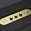 Marshall Woburn III Bluetooth home speaker in Black, brass control panel close-up