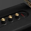 Marshall Kilburn II portable Bluetooth speaker in Black and Brass, close-up of the brass control knobs and battery indicator