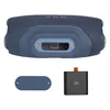 JBL Xtreme 5 portable Bluetooth speaker in Blue, base with the battery cover off and the replaceable battery