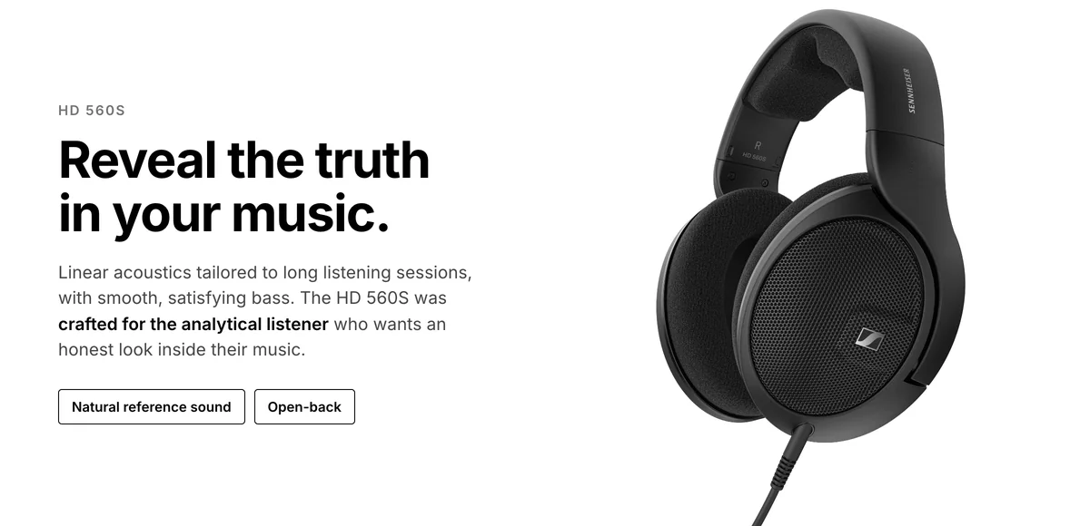 Sennheiser HD 560S open-back headphones with a natural, accurate reference sound