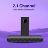 boAt Aavante Lyric 2.1 channel soundbar in Premium Black, front view with the subwoofer behind