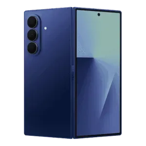 Samsung Galaxy Z Fold 7 in Blue Shadow, folded, angled back and cover screen views