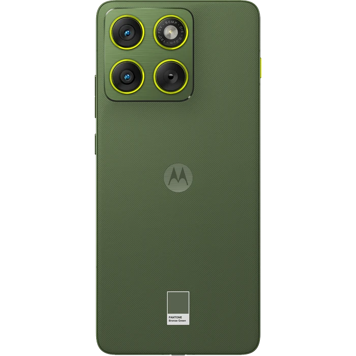 Motorola Edge 70 in Pantone Bronze Green, back view