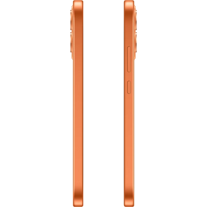 OPPO F35 Pro 5G in Sunrise Orange, left and right side views