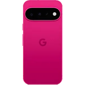 Google Pixel 11 in Hibiscus, back view showing the camera bar and G logo