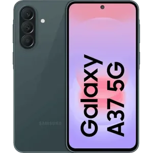 Samsung Galaxy A37 5G in Awesome Graygreen, back and front views