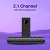 boAt Aavante Lyric 2.1 channel soundbar in Premium Black, front view with the subwoofer behind