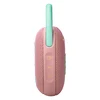 JBL Clip 5 portable Bluetooth speaker in Pink, side view with buttons