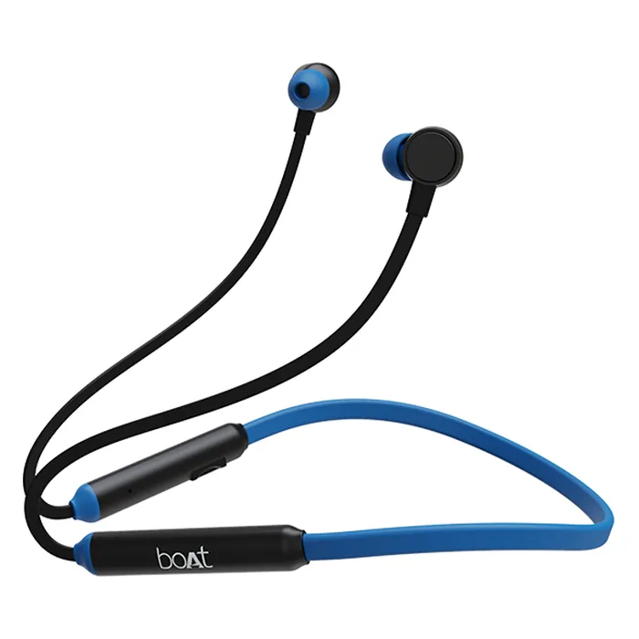 boAt Rockerz 103 Pro wireless neckband earphones in Blue, full neckband with the inline remote and earbuds